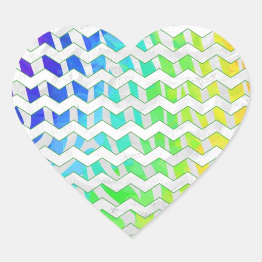 Zebra Chevron Rainbow en White Print Hart Sticker (Voorkant)