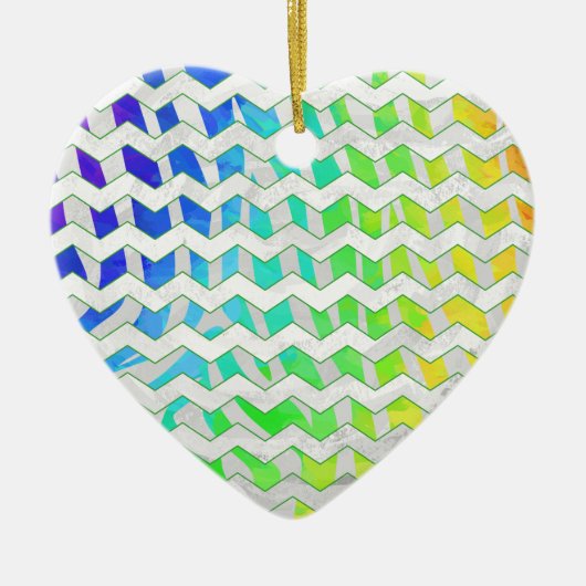 Zebra Chevron Rainbow en White Print Keramisch Ornament (Voorkant)