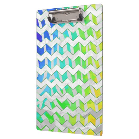 Zebra Chevron Rainbow en White Print Klembord (Links)