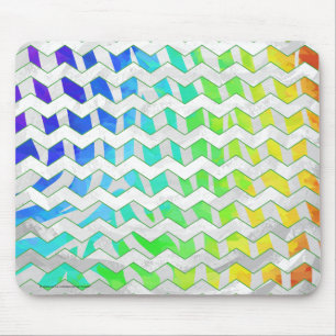 Zebra Chevron Rainbow en White Print Muismat