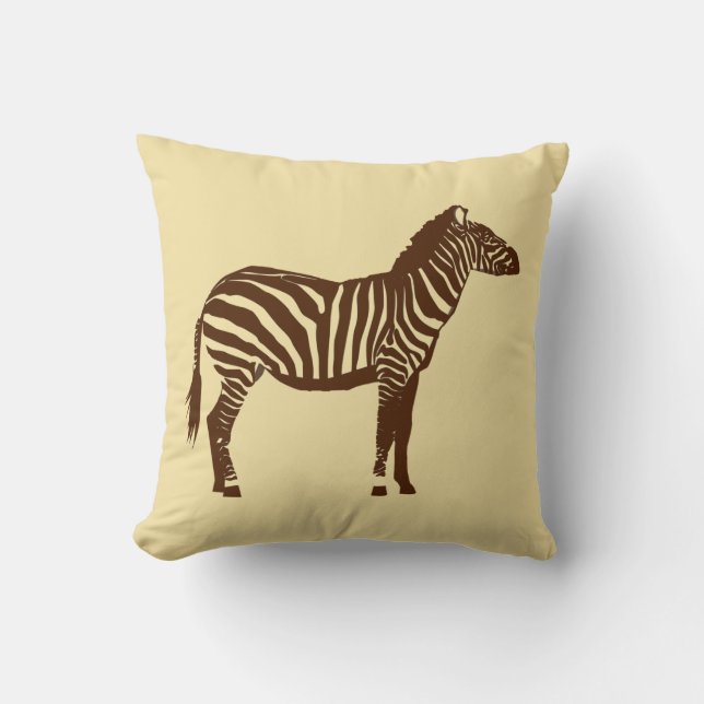 Zebra - Chocolade Brown en Camel Tan Kussen (Voorkant)
