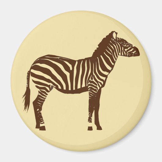 Zebra - Chocolade Brown en Camel Tan Magneet (Voorkant)
