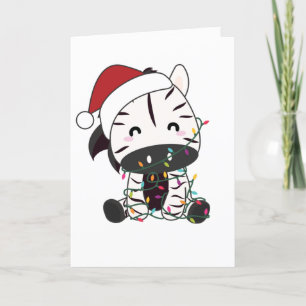Zebra Christmas Zearm Winter Animals Adult Cloth Feestdagen Kaart