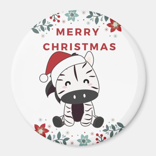 Zebra Christmas Zebras Winter Animaux Magnet (Devant)