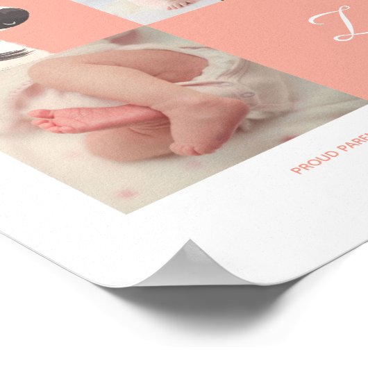 Zebra Confetti• Alfabet Monogram Mooie Baby Shower Poster (Hoek)