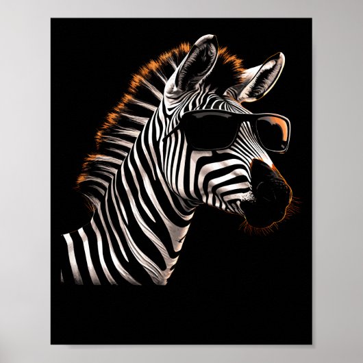 Zebra Cool Zonnebril Poster (Voorkant)