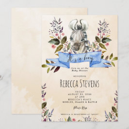 zebra cub bloemenjongen baby shower uitnodiging