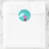 Zebra Cupcake Turquoise Damask Bakery Seals Ronde Sticker (Tas)