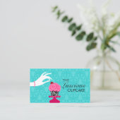 Zebra Cupcake Turquoise Damask Bakery Visitekaartje (Staand voorkant)
