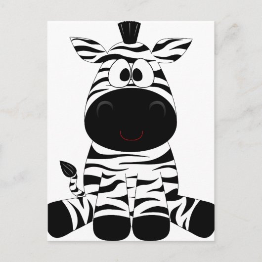 Zebra Cute Animal Stripes Oerwoud Safari Whimsical Briefkaart (Voorkant)