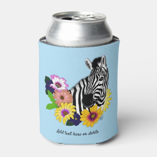 Zebra Daisies Blauw Blikjeskoeler (Blikje Voorkant)