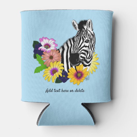 Zebra Daisies Blauw Blikjeskoeler (Voorkant)