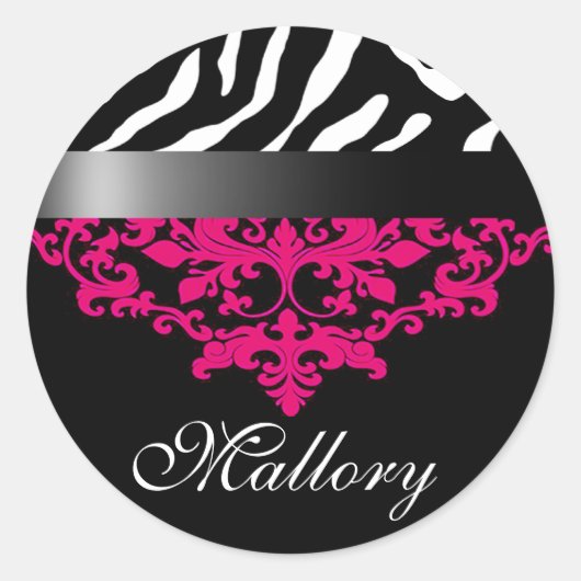 Zebra Damask Fabulous Party Sticker (Voorkant)