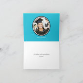 Zebra & de Druk van Stippen met Pet: Blauw Bedankkaart (Binnen)