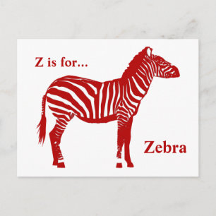 Zebra - Deep Red en White Briefkaart