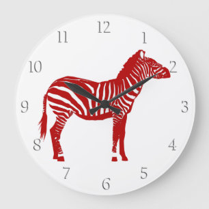 Zebra - Deep Red en White Grote Klok