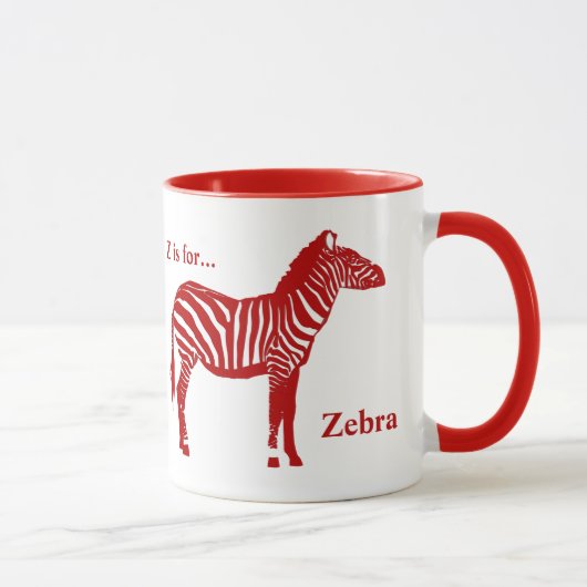 Zebra - Deep Red en White Mok (Rechts)
