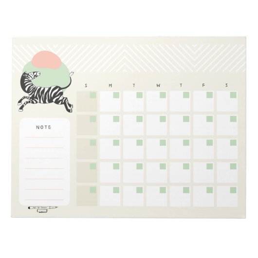 Zebra Desk Kalender Notitieblok (Voorkant)