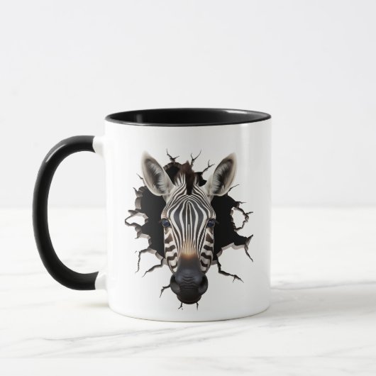 Zebra die naar buiten gluurt mok (Links)