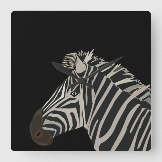 Zebra Dier  Vierkante Klok (Voorkant)