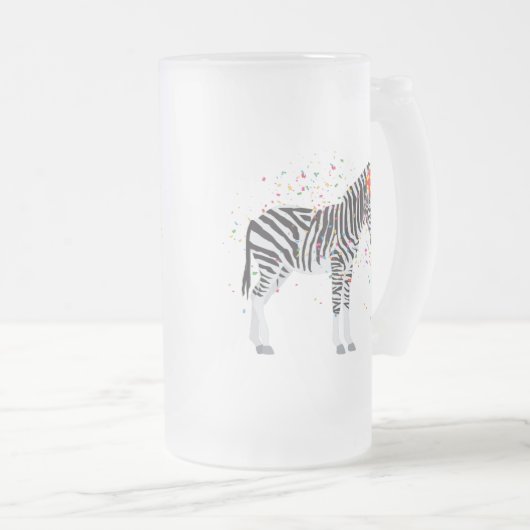 Zebra - Dieren met een partij Matglas Bierpul (Voorkant rechts)