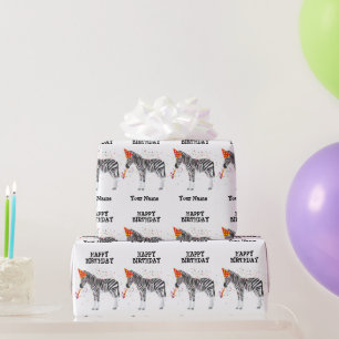 Zebra - Dieren op de geboorte Cadeaupapier