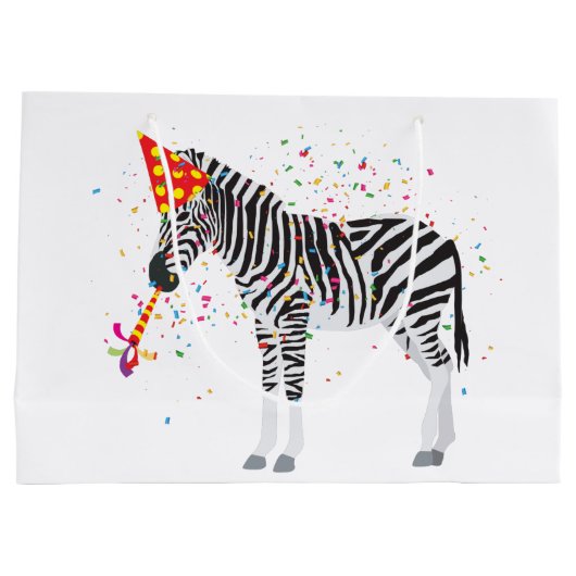 Zebra - Dieren op de geboorte Groot Cadeauzakje (Achterkant)