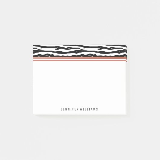 Zebra Dierenafdrukken | Zwarte witte Roos Gold-naa Post-it® Notes (Voorkant)