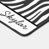 Zebra Dierenprint Aangepaste Cursieve Naam Bureaumat (Hoek)