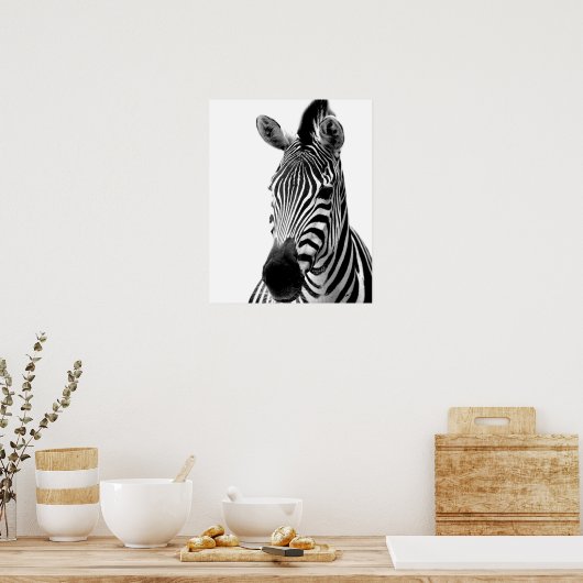 Zebra dierfoto van wild oerwoud zwart-wit poster (Keuken)