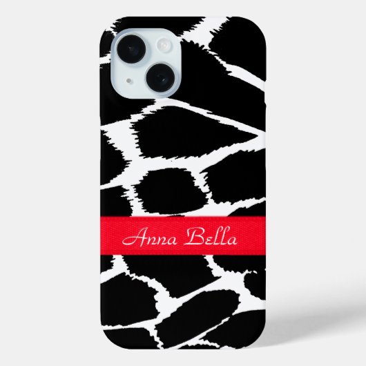 Zebra, dierlijke afdruk zwart wit en rood Case-Mate iPhone case (Achterkant)