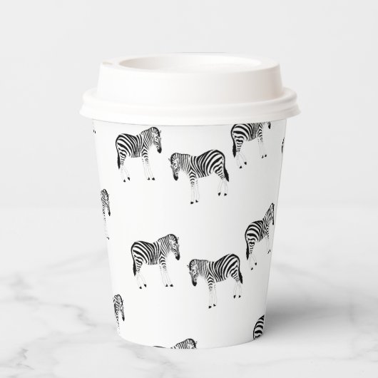 Zebra-dierpatroon op wit papieren bekers (Achterkant)