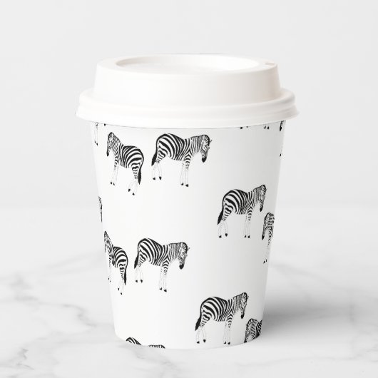 Zebra-dierpatroon op wit papieren bekers (Voorkant)