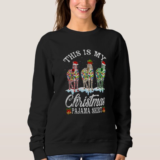 Zebra Dit is mijn kerstlampjes Pajama-kerstmis Trui (Voorkant)
