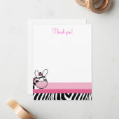 Zebra Diva Baby Roze 4x5 Flat Opmerking Notitiekaartje (Voorkant / Achterkant in situ)