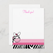Zebra Diva Baby Roze 4x5 Flat Opmerking Notitiekaartje (Voorkant / Achterkant)