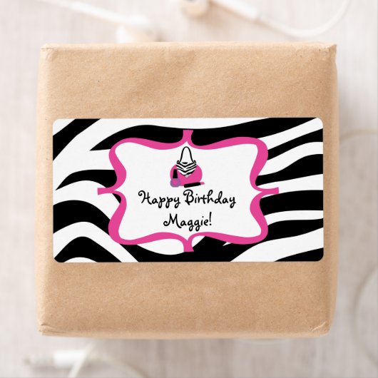 Zebra Diva Spa Verjaardag Waterfles Label (Insitu)