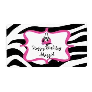 Zebra Diva Spa Verjaardag Waterfles Label
