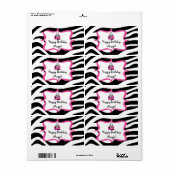 Zebra Diva Spa Verjaardag Waterfles Label (Full Sheet)