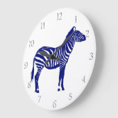 Zebra - Donker kobalt blauw en wit Grote Klok (Hoek)