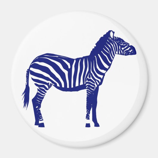 Zebra - Donker kobalt blauw en wit Magneet (Voorkant)