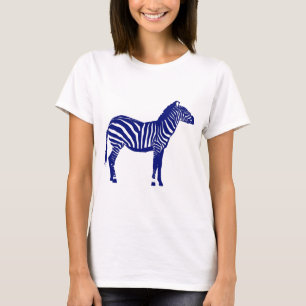 Zebra - Donker kobalt blauw en wit T-shirt