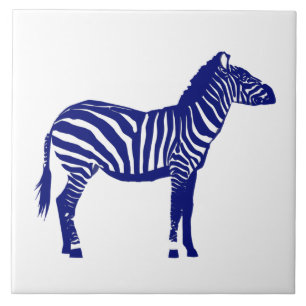 Zebra - Donker kobaltblauw en wit Tegeltje