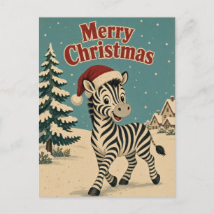 Zebra Dorpsrand Dier Kerstmis Briefkaart