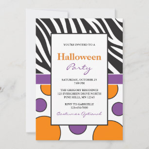 Zebra Dots Invitations de fête d'Halloween