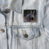 Zebra Double Take Photo Vierkante Button 5,1 Cm (In situ)