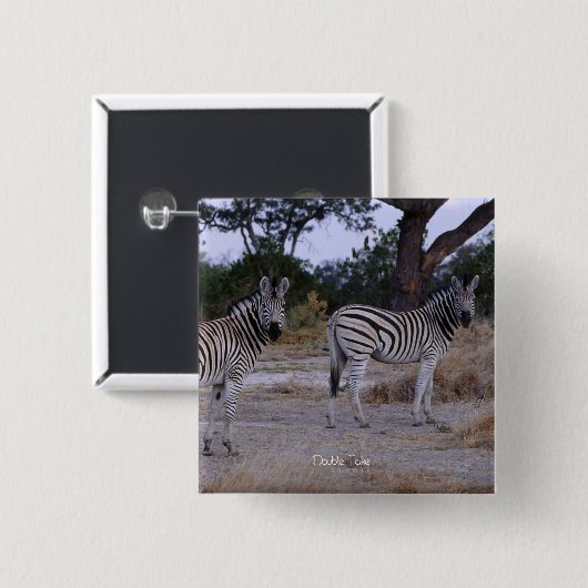 Zebra Double Take Photo Vierkante Button 5,1 Cm (Voorkant /achterkant)