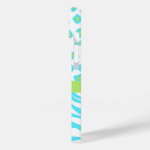 Zebra en Cheetah Skin Turquoise Blue Green Name Case-Mate iPhone Case (Achterkant / Links)