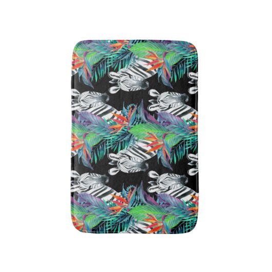 Zebra en exotische bloemen badmat (Voorkant Verticaal)