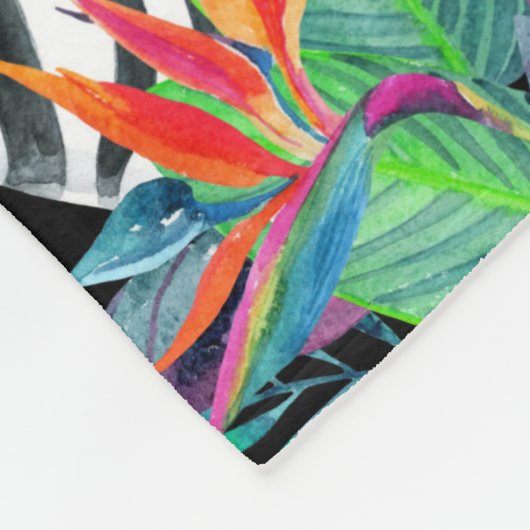 Zebra en exotische bloemen fleece deken (Hoek)